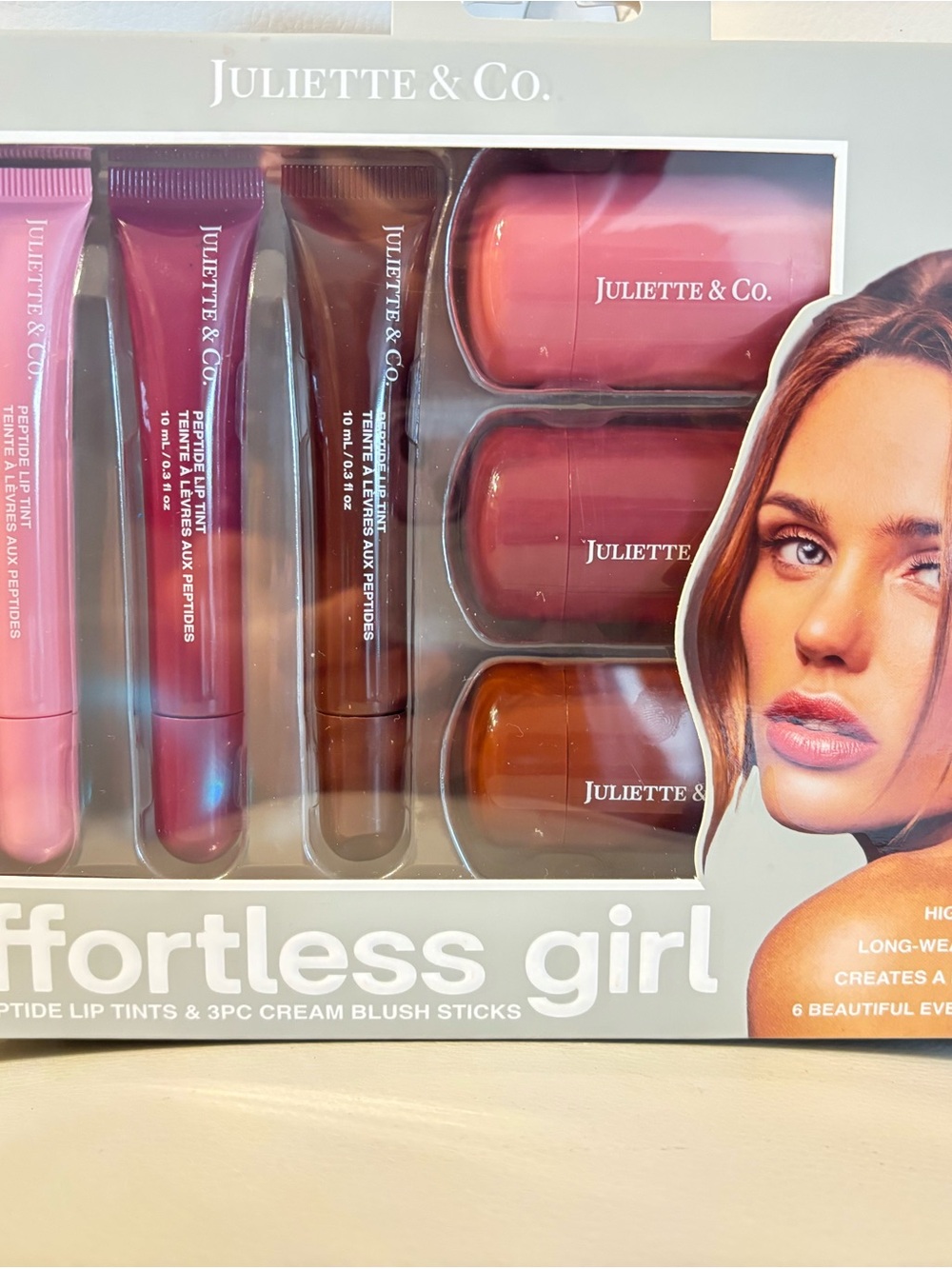 Effortless Girl Peptide Lip Tint & Cream Blush Set - Pink/Berry/Brown